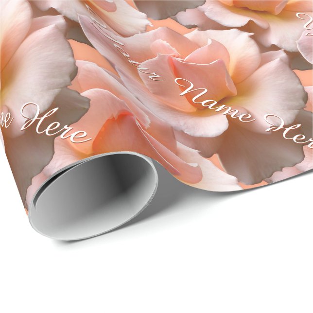 Pfirsich-Rosen-Verpackungs-Papier-personalisiertes Geschenkpapier (Rolleneckpunkt)