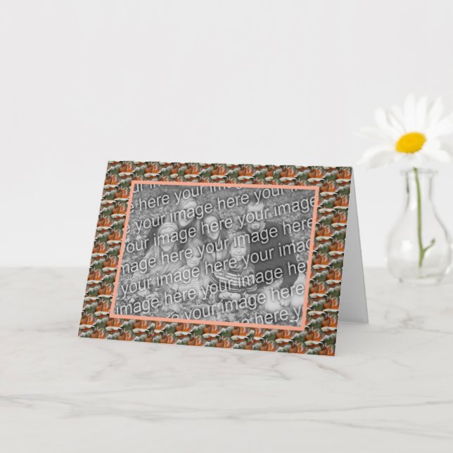 Pfirsich-Rospenknospen-Blumenmuster mit personalis Karte (Kleine Pflanze)