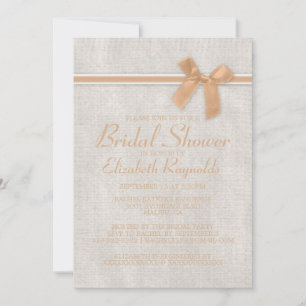 Pfirsich Rustic Burlap Bridal Dusche Einladungen