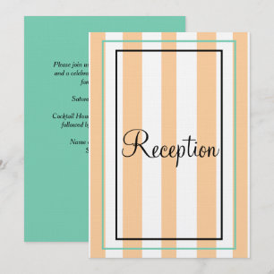 Pfirsich Sandy Beach Seafoam Grün Monogramm Streif Einladung