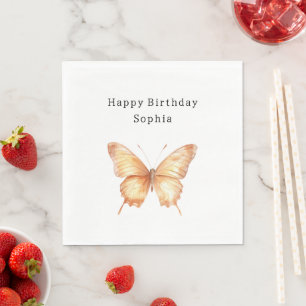 Pfirsich Schmetterling Geburtstag Serviette