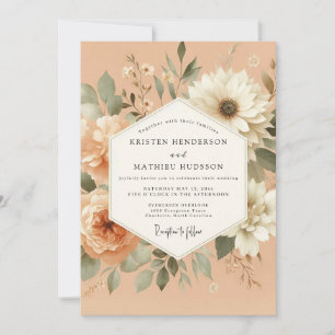 Pfirsich Serene Flora Hochzeit Einladung