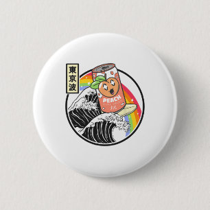 Pfirsich-Soda-Surfen Kanagawa-Welle Japan Anime-Da Button