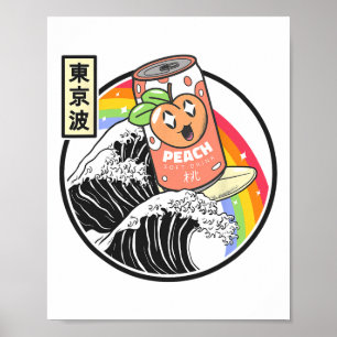 Pfirsich-Soda-Surfen Kanagawa-Welle Japan Anime-Va Poster