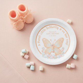 Pfirsich-Sorbet-Schmetterling Süße Baby Shower Fav Pappteller