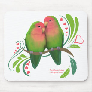 Pfirsich stellte Liebe-Vögel gegenüber Mousepad