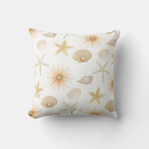 Pfirsich Strand Muscheln & Blumen Moderne Glamour  Kissen