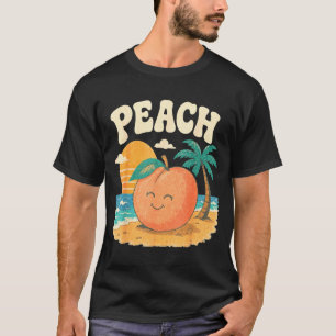 Pfirsich Strand Sommer Retro süße Frucht Sonnenunt T-Shirt