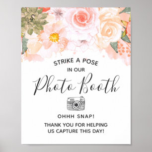 Pfirsich-Sukkulenten Florales Fotobooth Hochzeitss Poster