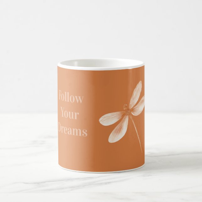 Pfirsich-Träume Libelle Kaffeetasse (Mittel)