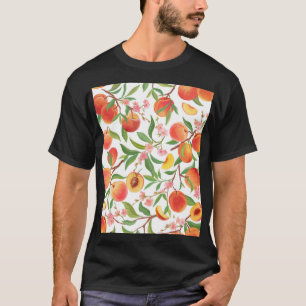 Pfirsich-Tropenfrucht-Vintage-Muster. T-Shirt