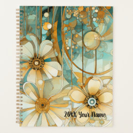 Pfirsich und Aquamariner, Abstrakter Blumengarten Planer