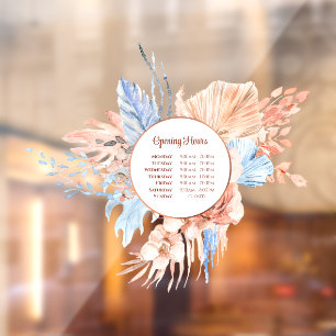 Pfirsich- und Blaue Bouquet-Öffnungszeiten Fensteraufkleber