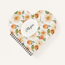 Pfirsich- und Creme Blumen Elegantes Notizbuch-Cov Notizbuch