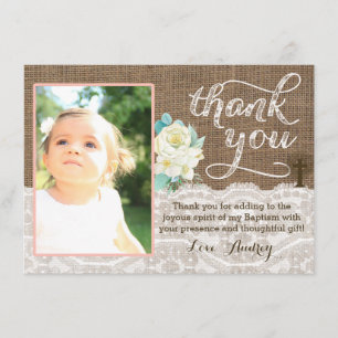 Pfirsich- und Elfenbeintaufe danken Ihnen zu Dankeskarte