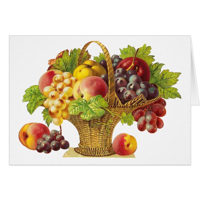 Pfirsich-und Frucht-Korb - Vintage Kunst (Vorderseite (Horizontal))