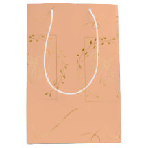 Pfirsich- und Gold-Glitter-Geschenktasche -