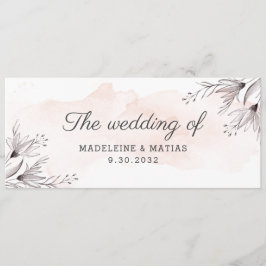 Pfirsich und graue Blüten Blüte auf der Hochzeit d Menükarte