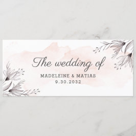 Pfirsich und graue Blüten Blüte auf der Hochzeit d Menükarte