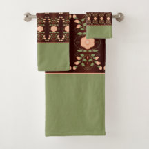 Pfirsich und grün mit dunkelbraun