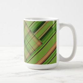 Pfirsich und grüne Karierte Streifen (Flasche) Kaffeetasse
