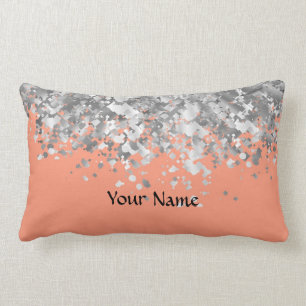 Pfirsich- und Imitat-Glitter personalisiert Lendenkissen