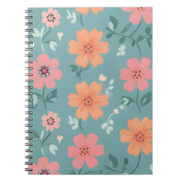 Pfirsich- und Korallen-Sommer-Wildblumenmuster Notizblock