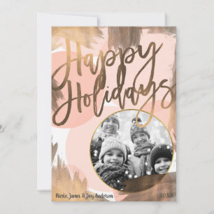 Pfirsich- und Kupferbronze-Chic-moderne-Weihnachts Feiertagskarte