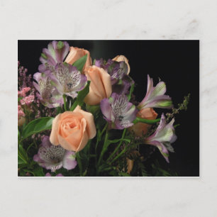 Pfirsich und lila Bouquet Postkarte