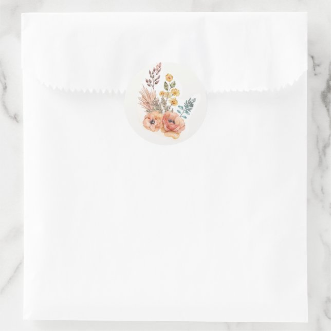 Pfirsich und rosa Blütenfarben Runder Aufkleber (Tasche)