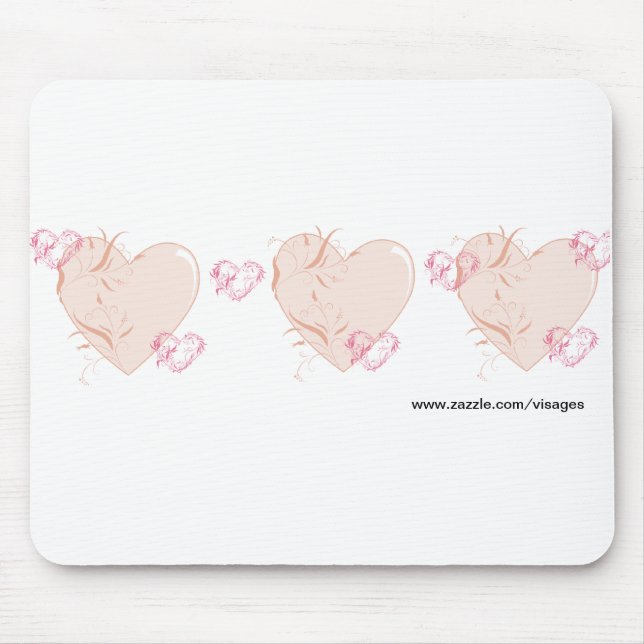 Pfirsich und rosa Herzen Mousepad (Vorne)