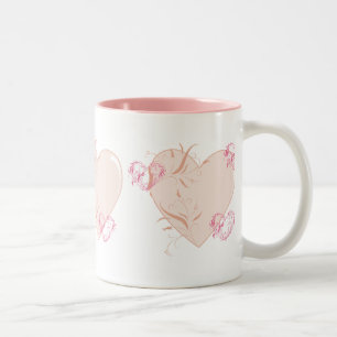 Pfirsich und rosa Herzen Zweifarbige Tasse