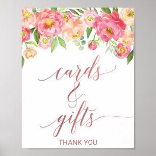 Pfirsich- und rosa Pfingstrosen-Roségold-Karten un Poster