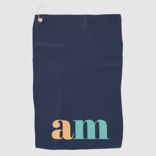 Pfirsich und türkisches elegantes Monogramm-Design Golfhandtuch