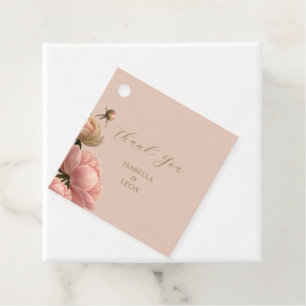 Pfirsich und Weiß Chic Rose Wedding Geschenkanhänger