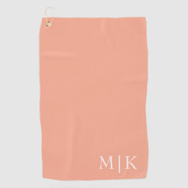 Pfirsich und Weiß | Modernes Monogramm Golfhandtuch