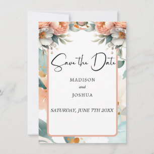 Pfirsich und Weiße Blüte Save The Date