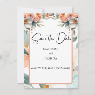 Pfirsich und Weiße Blüte Save The Date