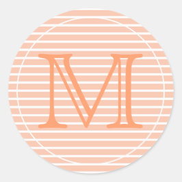 Pfirsich und weiße Streifen Runder Aufkleber