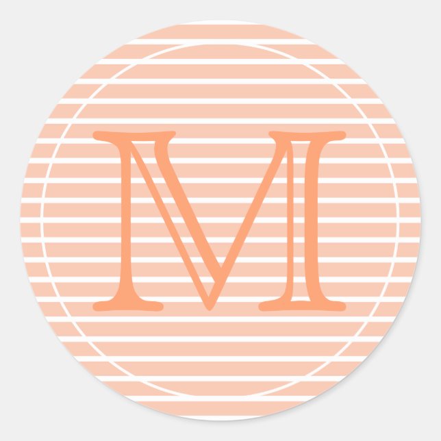 Pfirsich und weiße Streifen Runder Aufkleber (Vorderseite)