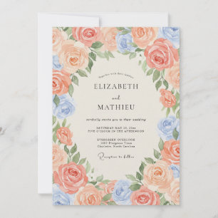 Pfirsich Üppige Sommerhochzeit Einladung