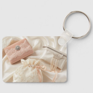 Pfirsich-Weich-Satin-Coquette-Schlüsselanhänger fü Schlüsselanhänger
