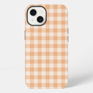 Pfirsich-Weiß Kariertes Gingham-Muster iPhone Hülle