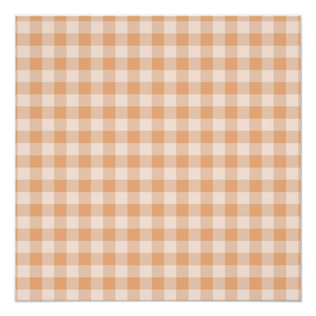 Pfirsich-Weiß Kariertes Gingham-Muster Poster (Vorderseite)