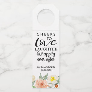 Pfirsich & White Floral Chefs zur Gastgeschenk Hoc Flaschenanhänger