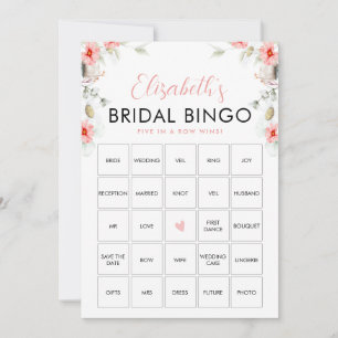 Pfirsich Wildblumen Bingo Brautdusche-Spielkarte Einladung