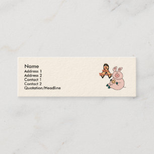 Pfirsichbänder Schwein, Name, Anschrift 1, Anschri Mini Visitenkarte