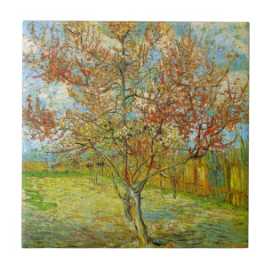 Pfirsichbaum in Blüte von Vincent van Gogh Fliese