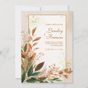 Pfirsichblatt Gold Stardust Hochzeit Einladung