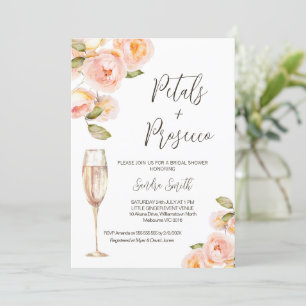Pfirsichblättrige Prosecco QR Code Brautparty Einladung